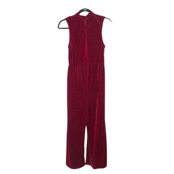 Velvet Torch Red Jumpsuit Mock Ribbed Velvet Sleeveless Size M - Picture 2 of 7